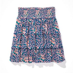 AE Floral Smocked Tiered Mini Skirt (XL)